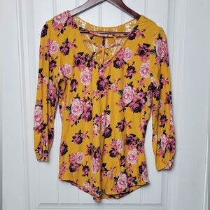 No Boundaries Yellow Floral Blouse